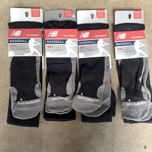 New Balance Baseball Socks - 4 Pairs, Black